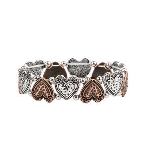 Rustic Heartthrob - silver/copper bracelet